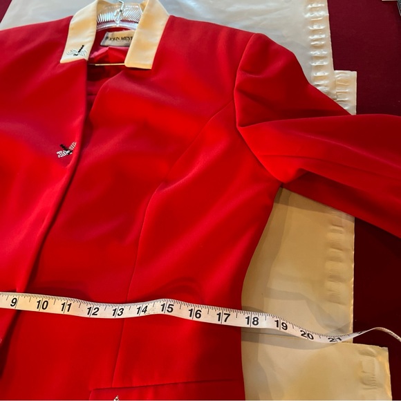 John Meyer of Norwich RED Dragonfly Blazer Skirt SET Business Suit Women’s Sz 12 - Picture 6 of 16
